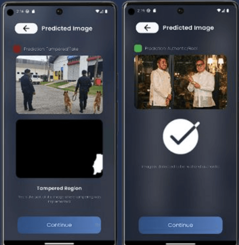 Forgery Detector screen